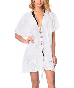 Womens Loose Kimono Cardigan Beach Coverup Capes Blouse Top Solid Plain - Ghost White_a432 - CK18E5HDRTG $19.78-Cover-Ups