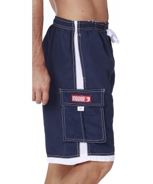 Men's Quick Dry Swim Trunks Cargo Water Shorts with Mesh Lining - Solid Navy Blue - CL188CDOGNS $19.53-Trunks