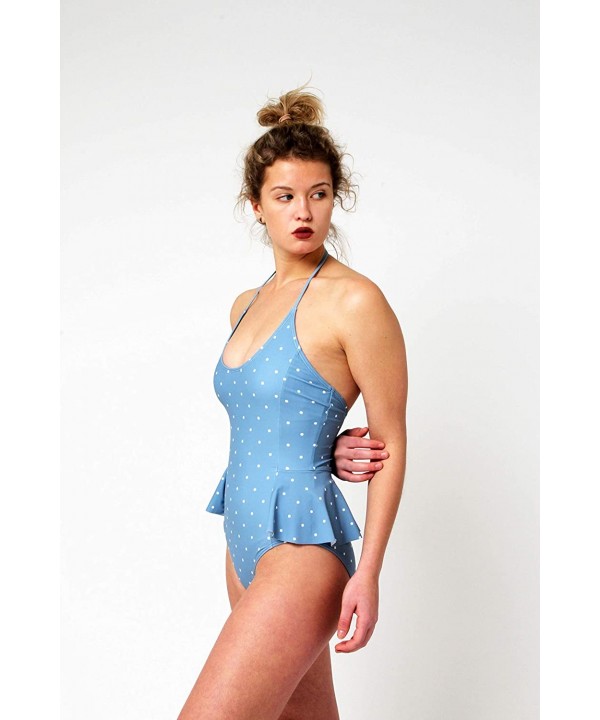 Women's Swimsuit- Fashion One Piece Bathing Suit Tank - Blue Pin Dot - C518RUCKKHE $16.57-One-Pieces