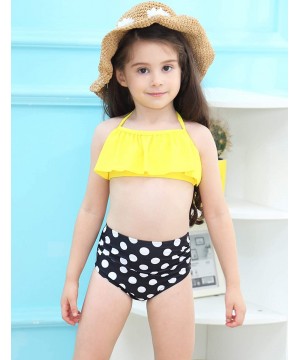 Family Matching Swimsuit Women Two Pieces High Waisted Bathing Suits Monokini - Yellow - CT18DGRL7OR $19.06-Sets