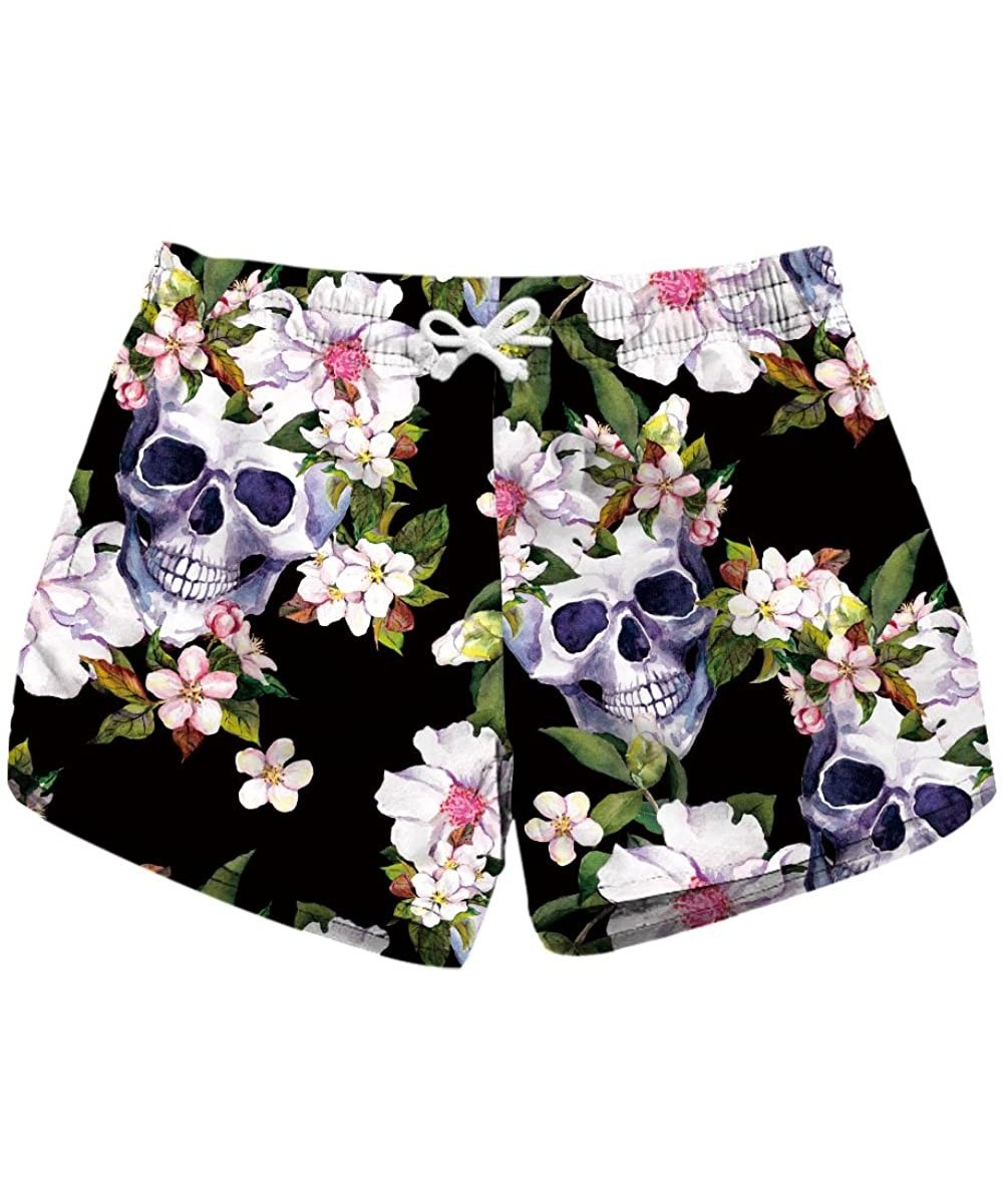 Women's Casual Swim Trunks Quick Dry Print Boardshort Beach Shorts - Black 6026 - C618D8MW4YT $18.67-Board Shorts