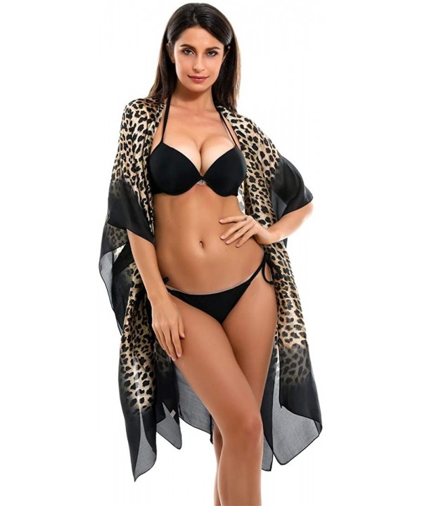 Women's Swimsuit Beach Cover Up Bikini Coverups Beachwear Bathing Suit Beach Dress - Leopard Print Black - CB193W4I2A3 $12.05...