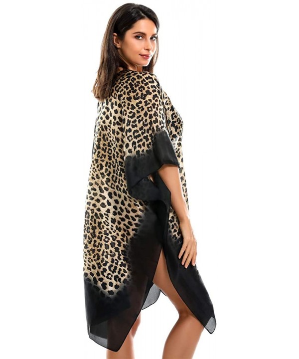 Women's Swimsuit Beach Cover Up Bikini Coverups Beachwear Bathing Suit Beach Dress - Leopard Print Black - CB193W4I2A3 $12.05...