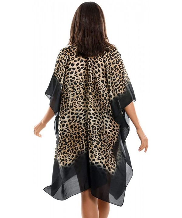 Women's Swimsuit Beach Cover Up Bikini Coverups Beachwear Bathing Suit Beach Dress - Leopard Print Black - CB193W4I2A3 $12.05...