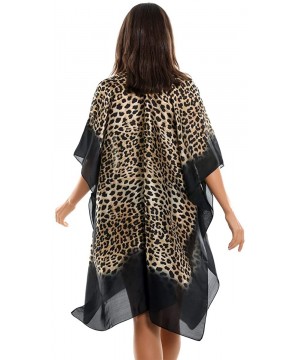 Women's Swimsuit Beach Cover Up Bikini Coverups Beachwear Bathing Suit Beach Dress - Leopard Print Black - CB193W4I2A3 $12.05...