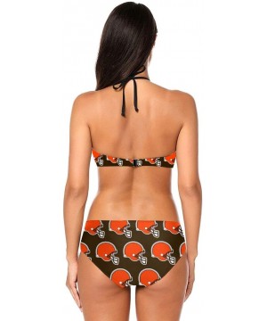 Cleveland Browns Sports Style Women's Sexy Padded Push Up Bikini Set Halter Bathing Suits Two Pieces Swimsuit Swimwear - Clev...