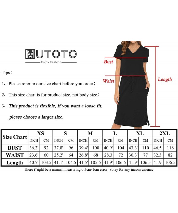 Women Tie Waist V Neck Knee Length Short Sleeve Modest Plain Summer Casual Midi Dress with Pockets Blue Midi Dresses - CH190O...