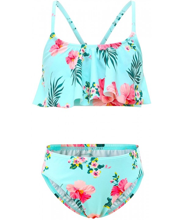 Girls Two Piece Swimsuits Rainbow Bikini Sets Adjustable Strap Bathing Suits - Floral 20 - C9197M5H6YU $16.89-Sets