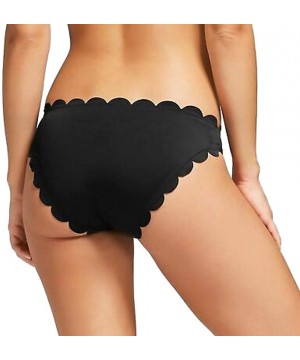 Women's Scallop Hipster Bikini Bottom - Onyx - CJ18UA70ZU2 $25.03-Bottoms