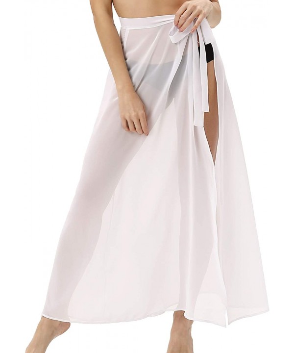 Women Swimwear Cool Beach Cover Up Bikini Sarong Swimsuit Wrap Skirt Cover Up White - White-long - CD193OA0977 $12.07-Cover-Ups