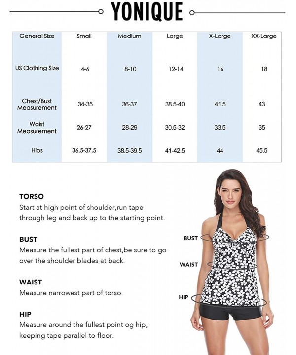 Women's Two Piece High Waisted Bathing Suits Tribal Blouson Tankini Swimsuits - Black & White - C418U0Y5TGZ $28.04-Sets