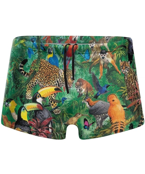 Mens Figure in The Colorful Parrots and Monkeys and Cheetahs Swimsuit Quick Dry Underwear - CV193WW8KTZ $35.44-Racing