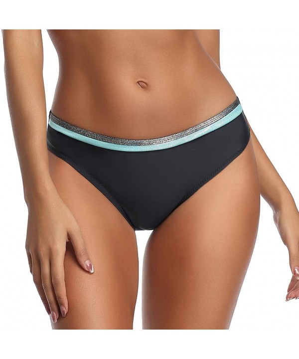 Bikini Swimsuit for Women Sexy Two Piece Side Tie Bathing Buits - Turquoise Black Bottom - C7198SSSZU3 $14.21-Bottoms