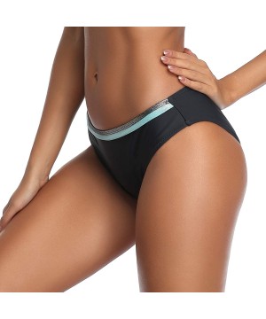 Bikini Swimsuit for Women Sexy Two Piece Side Tie Bathing Buits - Turquoise Black Bottom - C7198SSSZU3 $14.21-Bottoms