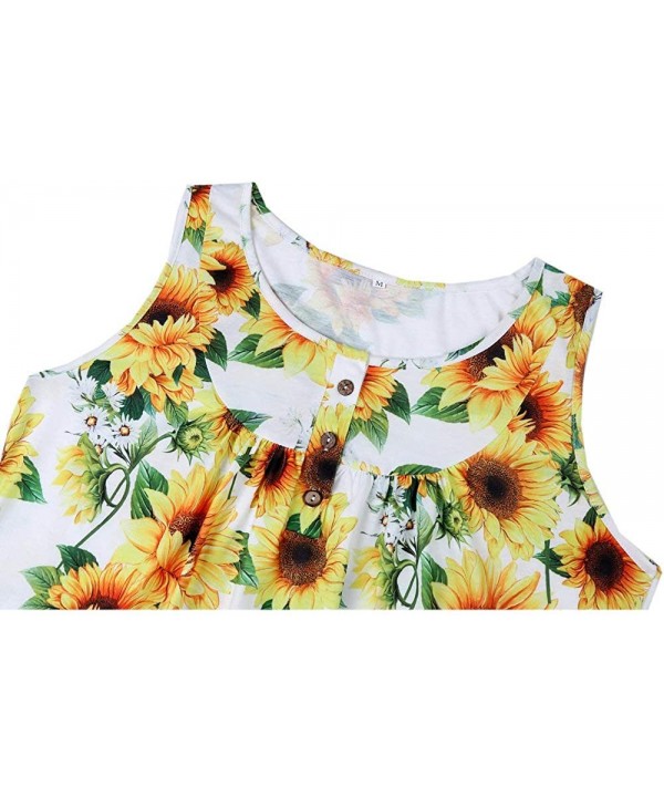 Women's V-Neck Short Sleeve Floral Printed Tops Blouse Gauffer Button Loose Tunic Shirt - Sunflower - CH19CH246NN $18.38-Cove...