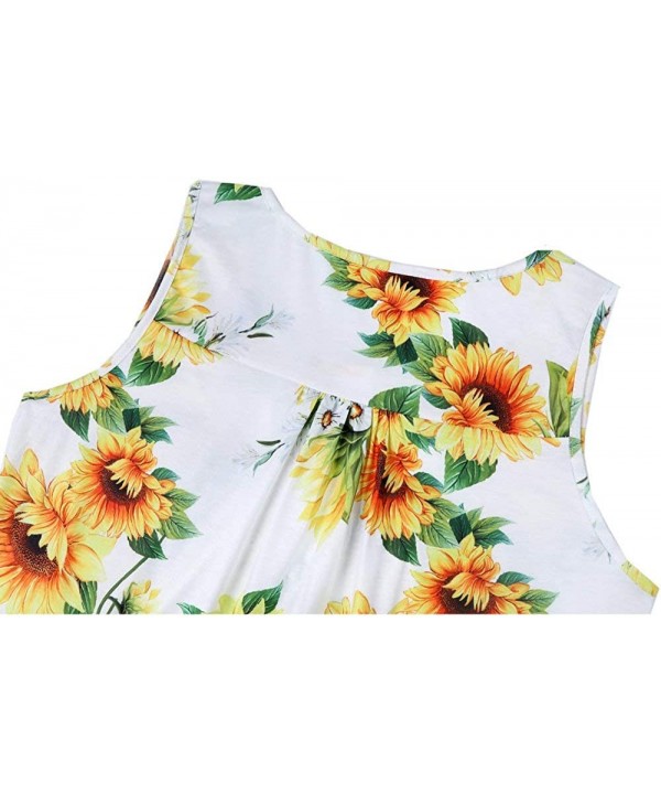 Women's V-Neck Short Sleeve Floral Printed Tops Blouse Gauffer Button Loose Tunic Shirt - Sunflower - CH19CH246NN $18.38-Cove...