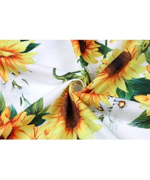 Women's V-Neck Short Sleeve Floral Printed Tops Blouse Gauffer Button Loose Tunic Shirt - Sunflower - CH19CH246NN $18.38-Cove...