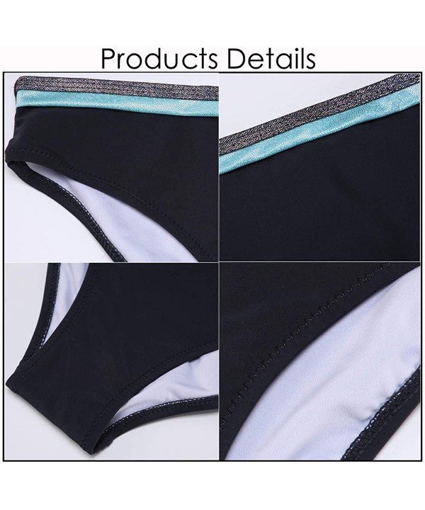 Bikini Swimsuit for Women Sexy Two Piece Side Tie Bathing Buits - Turquoise Black Bottom - C7198SSSZU3 $14.21-Bottoms