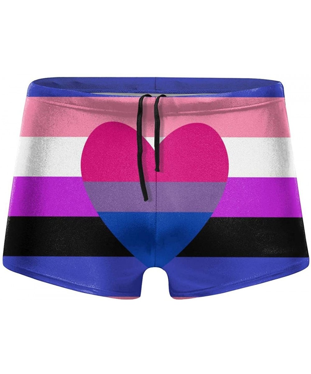 El Paso Tx American Flag Men's Fashion Swimsuit Boxer Trunks Square Cut Bathing Suits - Genderfluid Bisexual Pride Flag - C91...