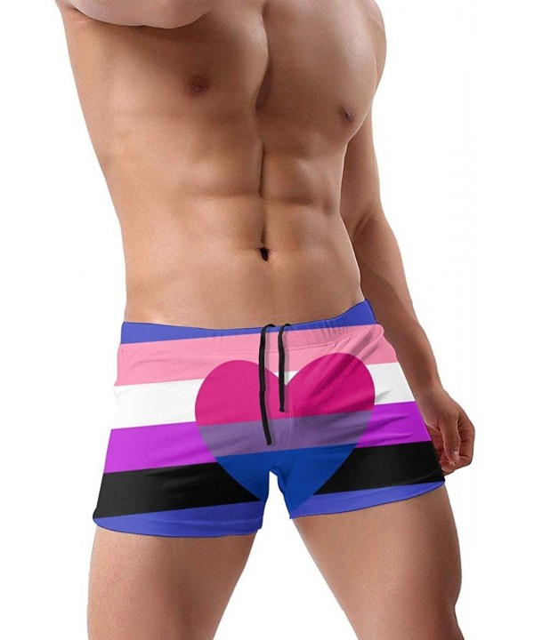 El Paso Tx American Flag Men's Fashion Swimsuit Boxer Trunks Square Cut Bathing Suits - Genderfluid Bisexual Pride Flag - C91...