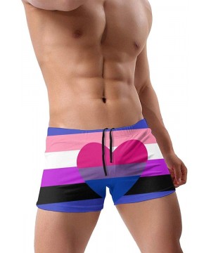 El Paso Tx American Flag Men's Fashion Swimsuit Boxer Trunks Square Cut Bathing Suits - Genderfluid Bisexual Pride Flag - C91...