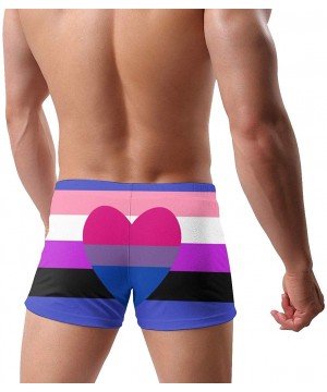 El Paso Tx American Flag Men's Fashion Swimsuit Boxer Trunks Square Cut Bathing Suits - Genderfluid Bisexual Pride Flag - C91...