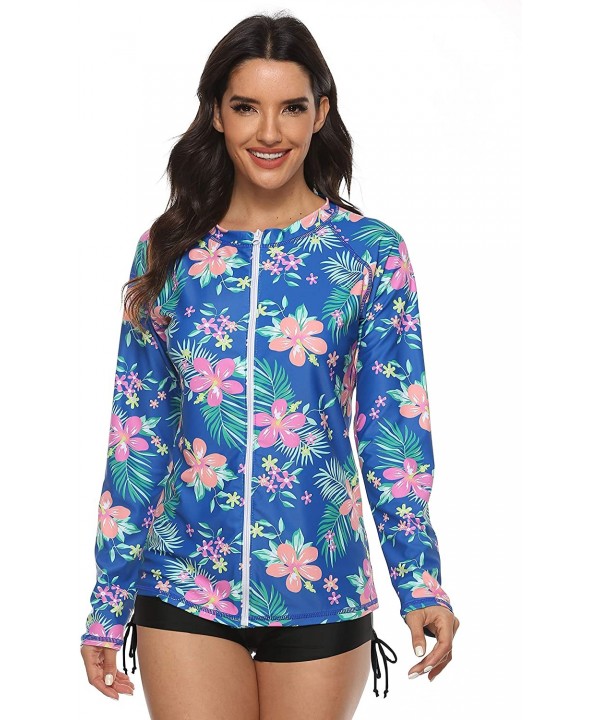 Women's Short Sleeve Rashguard Swimwear UPF 50+ Rash Guard Floral Print Swimsuit Tops (No Bottom) - C4 - CT194SUS5GR $27.82-R...