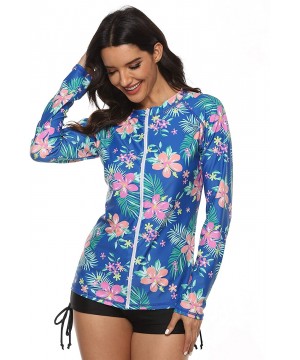 Women's Short Sleeve Rashguard Swimwear UPF 50+ Rash Guard Floral Print Swimsuit Tops (No Bottom) - C4 - CT194SUS5GR $27.82-R...