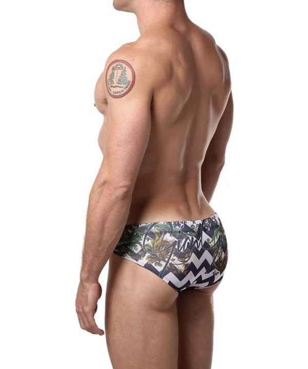 Men Swimwear Swimsuit Bikini Royal Zigzag - CO12MXAFSLV $29.82-Briefs