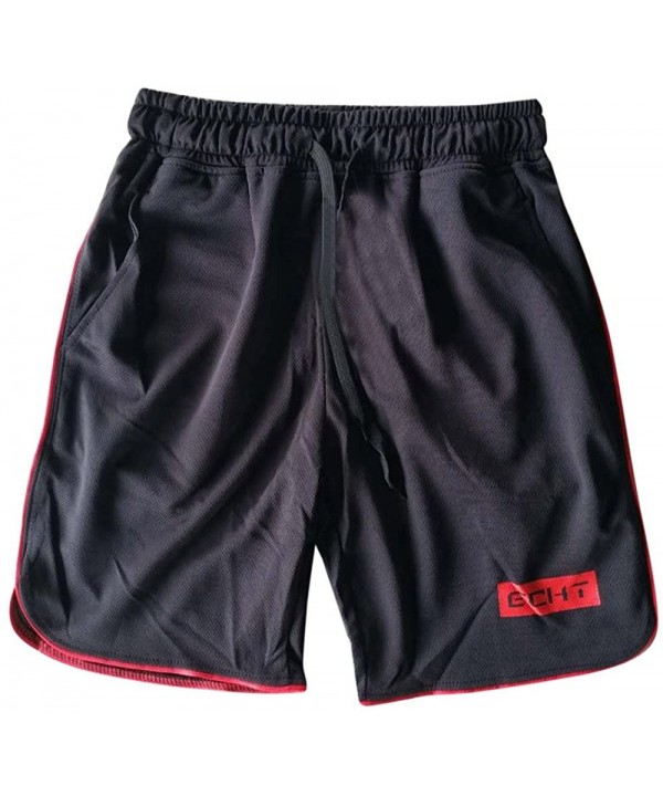 Gym Workout Shorts Quick Drying Running Tight Lifting Bodybuilding Shorts with Pockets - Red - C6195AMLIYC $9.37-Racing