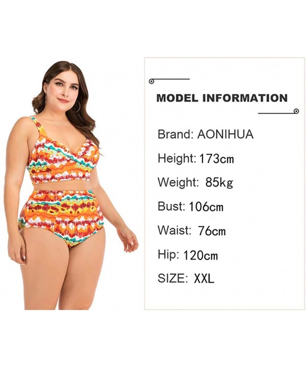 Plus Size Swimsuits for Women- Womens Two Piece Print Bathing Suits Bikini Set Padded Swimwear Beachwear - Yellow - CZ1954EQU...