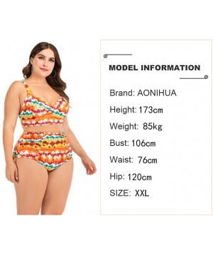 Plus Size Swimsuits for Women- Womens Two Piece Print Bathing Suits Bikini Set Padded Swimwear Beachwear - Yellow - CZ1954EQU...