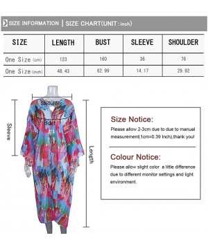 Kimonos for Women with Bohemian Print Chiffon Lace Beach Swimsuit Cover Up - Feather Colorful - CD18UU7I7CG $20.36-Cover-Ups