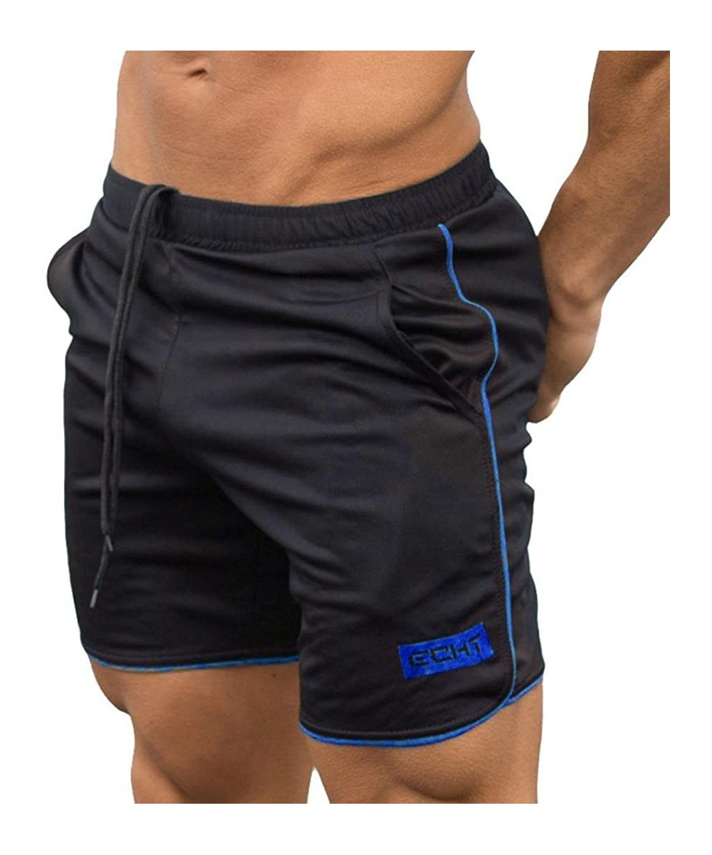 Men's Sports Training Bodybuilding Summer Shorts Workout Fitness Gym Short Pants - Blue - C918TU0KLMA $10.18-Board Shorts