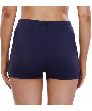 Womens Boyleg Swim Shorts Sports Board Short Stretch Swimsuit Bottoms - Plain Navy Blue - CT18CKZCZ5X $13.67-Board Shorts