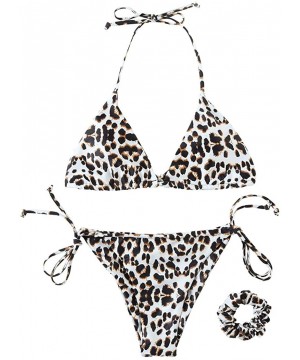 Women String Bikini Set Tie Side Thong Sexy Swimsuits 2 Pieces - 25 Leopard - CO1923ANO5A $21.41-Sets