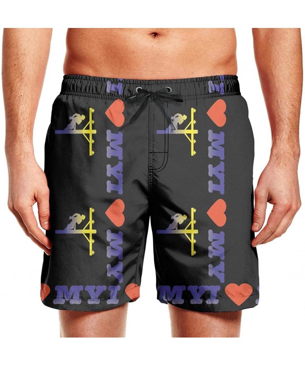 Men's Sportwear Quick Dry Board Shorts Happy World Teeth Day Swim Trunks - Heart My Lineman-1 - CL18OM8ULAG $31.32-Board Shorts