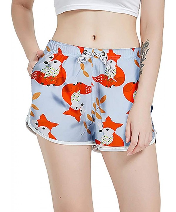 Women's Summer Floral Swim Trunks Quick Dry Elastic Waist Borad Beach Shorts - 04 Animal Print - CP190H2I88M $16.85-Board Shorts