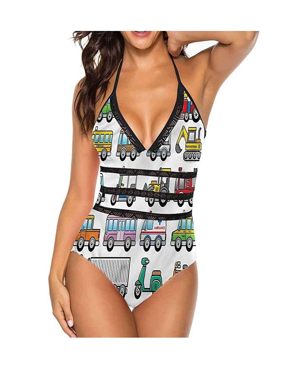 Women's Sexy Halter Swimsuit Cheerful Transportation So Pretty and Fits - Multi 11 - CY190WWQMND $49.12-Cover-Ups