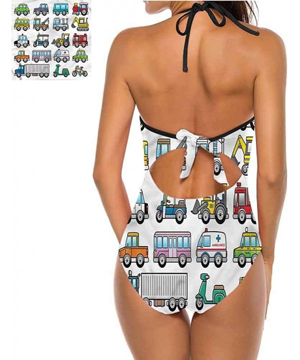 Women's Sexy Halter Swimsuit Cheerful Transportation So Pretty and Fits - Multi 11 - CY190WWQMND $49.12-Cover-Ups