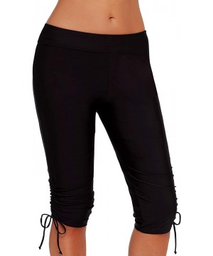 Women's Rash Guard Board Pants Swim Leggings Unitard Tankini Capri Swim Pants S - 3XL - Black - CZ18MEZM5TQ $14.58-Bottoms