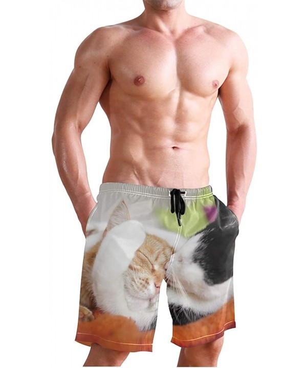 Free Moose Men's Swim Trunks Beach Shorts with Pockets - Cute Cat Family - C118Q2RY9XL $25.74-Trunks