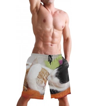 Free Moose Men's Swim Trunks Beach Shorts with Pockets - Cute Cat Family - C118Q2RY9XL $25.74-Trunks