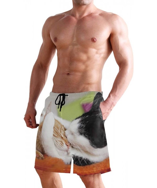 Free Moose Men's Swim Trunks Beach Shorts with Pockets - Cute Cat Family - C118Q2RY9XL $25.74-Trunks