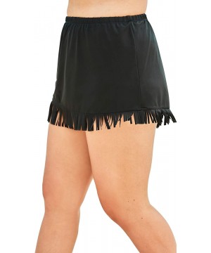 Women's Plus Size Fringe Swim Skirt Swimsuit Bottoms - Black (2221) - CV195SC8ZHI $22.66-Tankinis