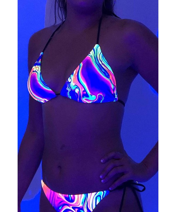 Rave Tops for Women. UV Blacklight Reactive Underboob- Bandeau- Halter Top Lingerie for Women - Drip Triangle Top - C718ZMIRC...