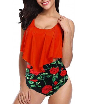 Women's Ruffle High Waisted Tankini Two Pieces Bikini Sets Swimwear Beachwear Swimsuit Bathing Suits - G - CR195EQ9NAM $15.25...