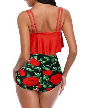 Women's Ruffle High Waisted Tankini Two Pieces Bikini Sets Swimwear Beachwear Swimsuit Bathing Suits - G - CR195EQ9NAM $15.25...