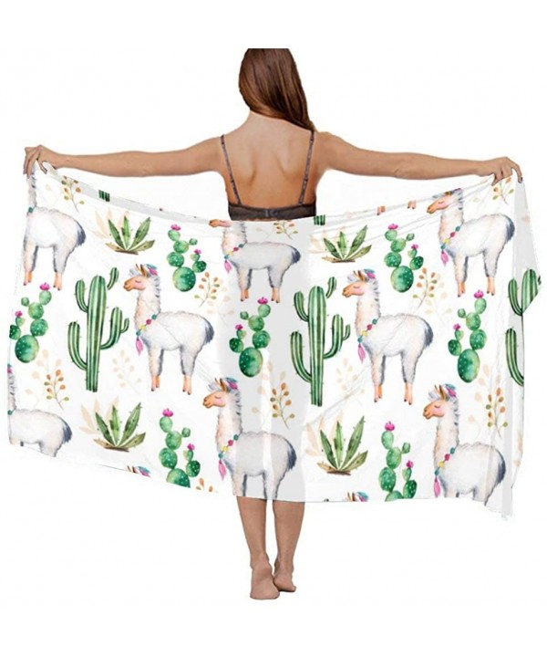 Women Fahion Swimsuit Bikini Cover Up Sarong- Party Wedding Shawl Wrap - Llamas Cactus Pattern - CL19C45K0M6 $30.38-Cover-Ups