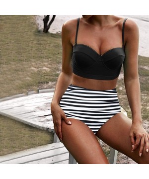 Women's High Waist Bikini Swimwear Women's Vintage Print Beachwear Bikini Set Swimwear - White - C318SZHTREU $17.05-Board Shorts